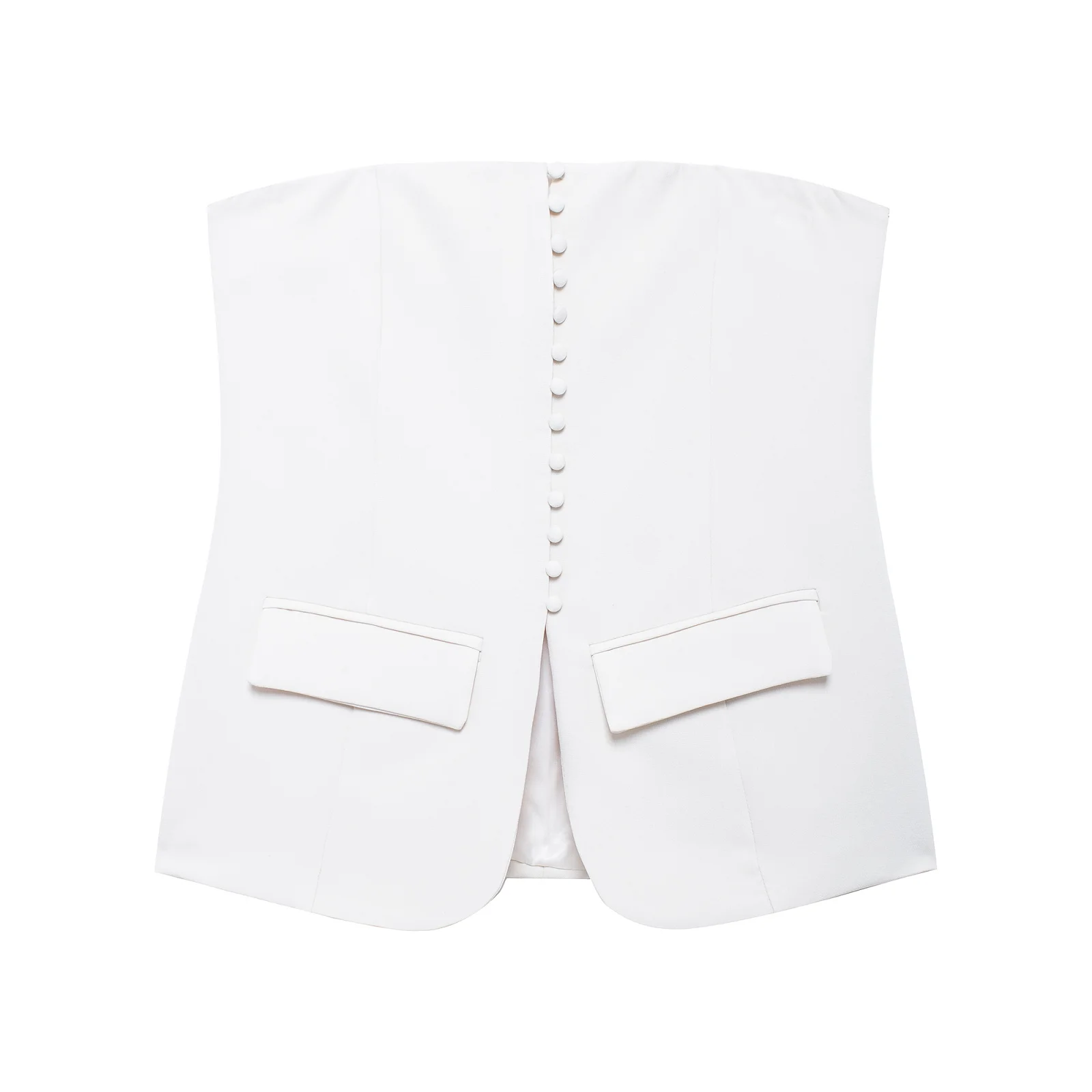 TRAF 2024 White Crop Top Women Waistcoat Black Corset Top Female off Shoulder Tank Tops for Women Fall Backless Vest Top Women