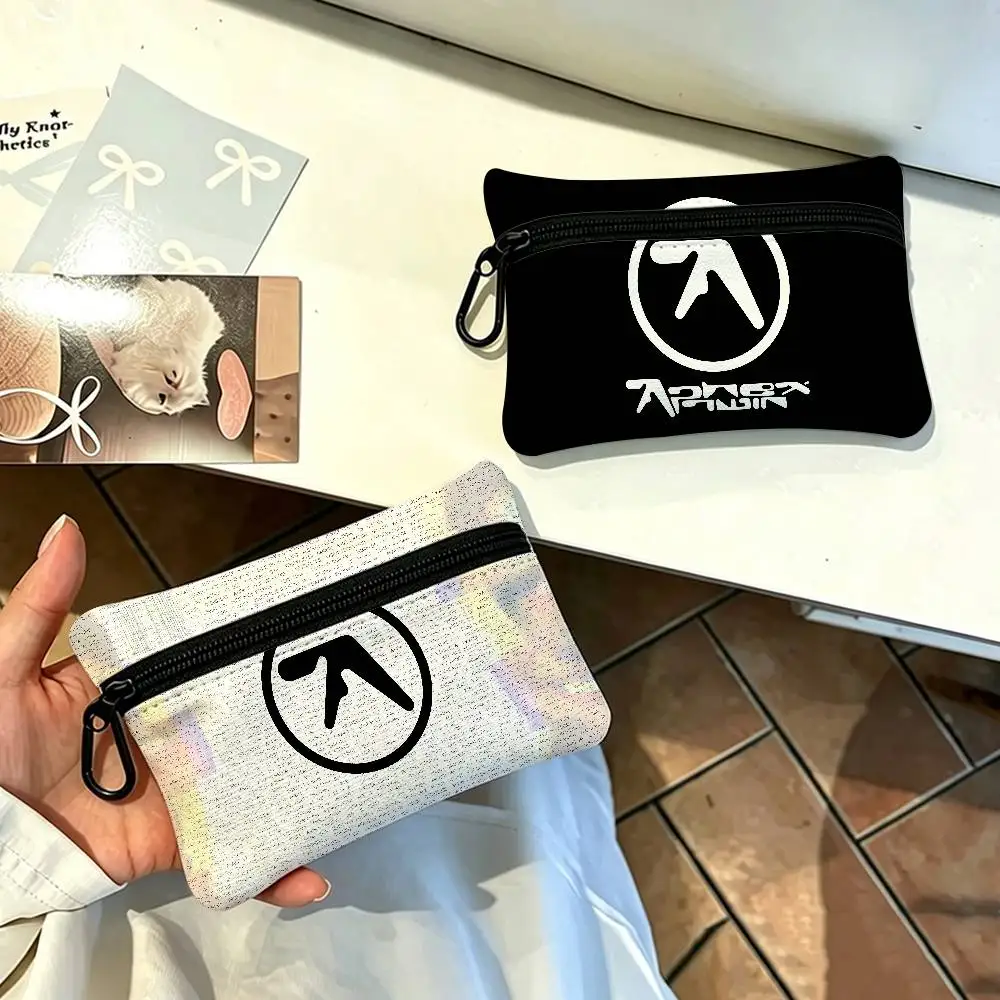 A-Aphex Twin Portable Oxford Fabric Mini Wallet Carabiner Design Small Coin Bag For Cards Keys Earphones