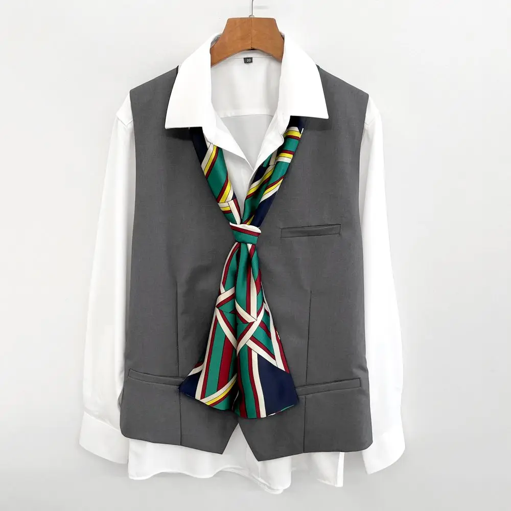 Men's Scarf Spring Summer Suit Shirt Collar Layering Long Retro Fashion Neck Scarf Narrow Small Scarf