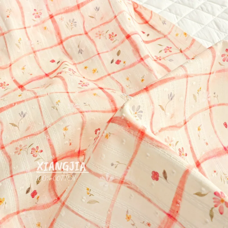 145x50cm Frisch Gestreifter Reiner Baumwoll-Jacquardstoff mit Karomuster, Baby-Klasse A, für Vorhänge, Hemden, Kleider und Näharbeiten – Detail 4