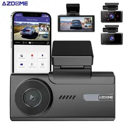 AZDOME M580 5K Car DVR 3 Channel Dash Cam 4Inch Touch Screen Front Inside Rear 4K+1080P+1080P Built-In GPS WIFI IR Night Vision