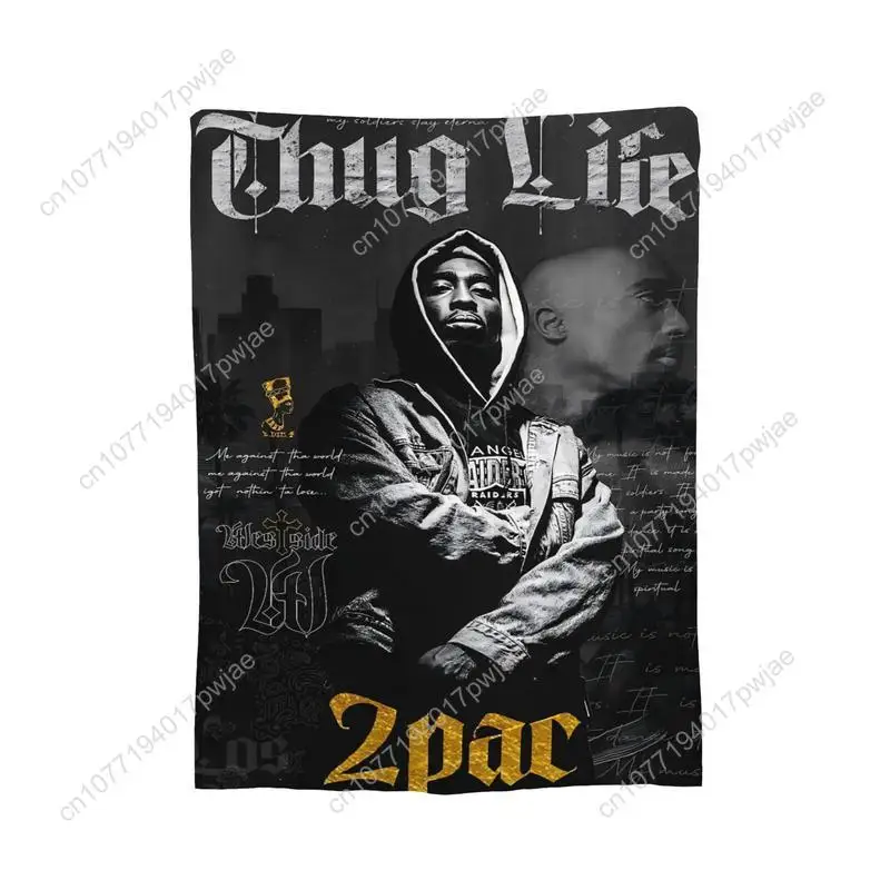 [Legendary Artist 2Pac Throw] 2Pac Soft Fleece Throw Blanket - Legendary Artist Urban Style Design for Sofa Custom blankets