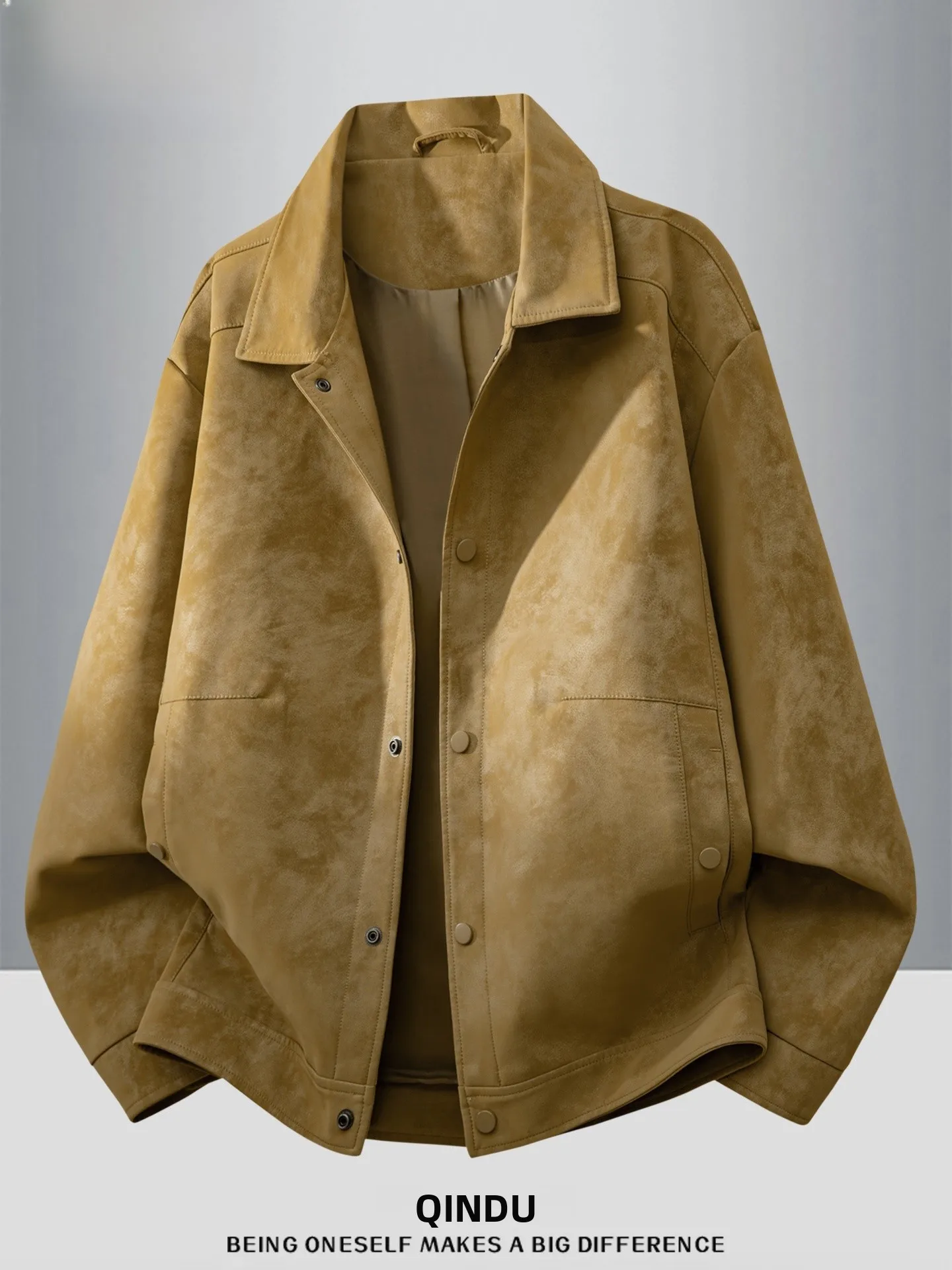 

Модная мужская куртка большого размера из искусственной кожи из искусственного меха, свободная верхняя одежда с воротником в стиле ретро, большие размеры, модная для толстых людей