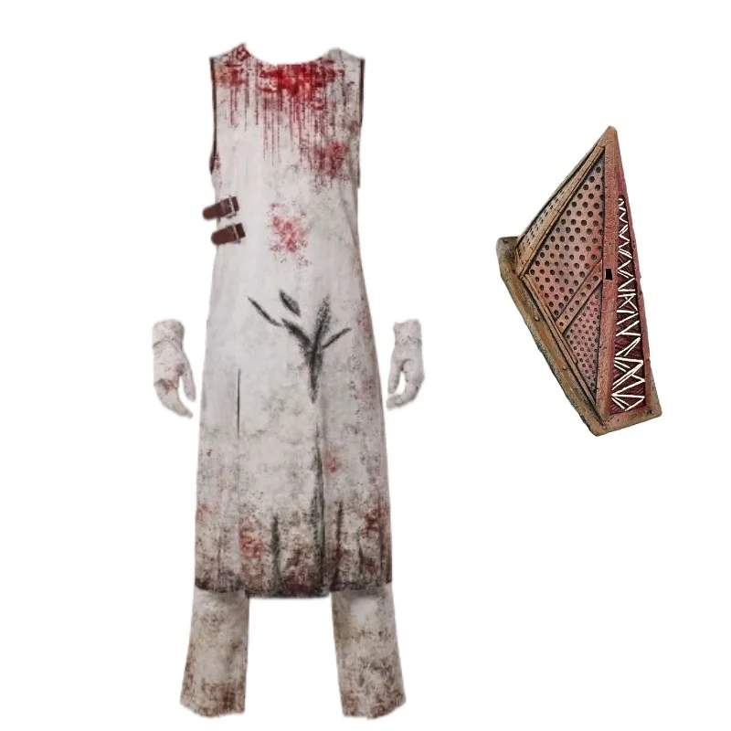 Horror-Spiel-Cosplay-Kostüm, Pyramidenkopf-Uniform, Oberteil, Hose, Hut, Handschuhe, Anzug für Damen und Herren, Halloween-Party, Karnevalskostüm.