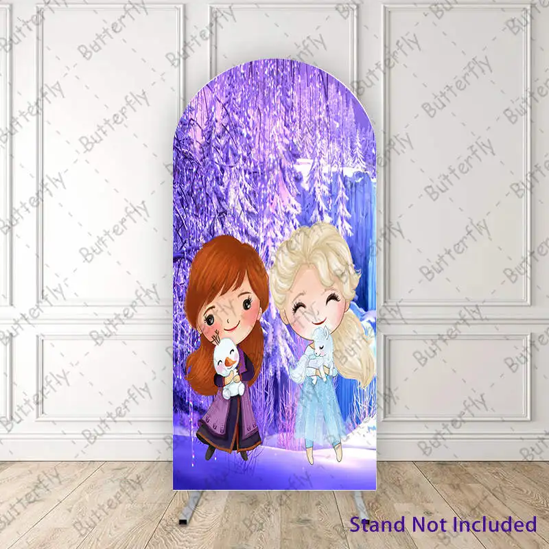 White Horse Olaf Disney Frozen Anna Elsa Princess Snow Forest Arch Backdrop Cover Girls Birthday Party Background Decoration