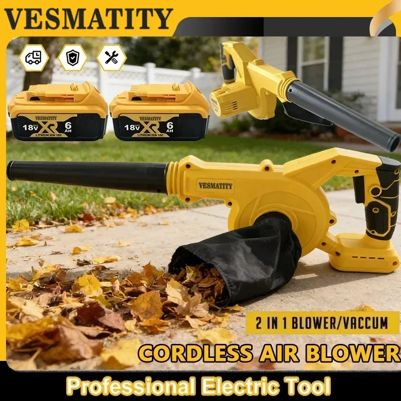 Cordless Leaf Blower Electric Jobsite Air Blower 2-in-1 Handle Electric Blower and Vacuum Cleaner for Dewalt Battery Pin