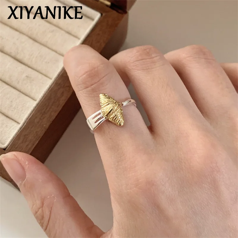 XIYANIKE Cute Croissant Fork Geometric Open Rings For Women Vintage Fashion New Jewelry Gift Party Daily Wholesale anillos