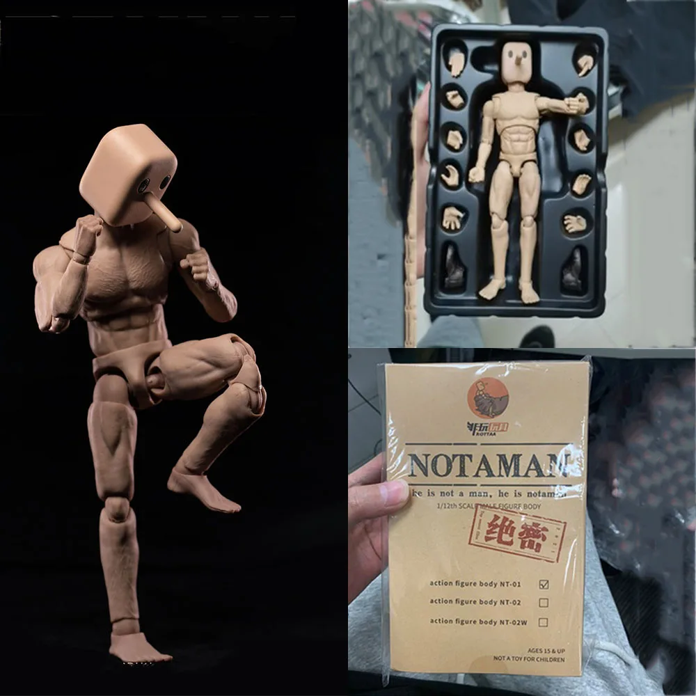 In Stock DIY NOTA TOY Notaman 1/12 Scale 16.5cm Fun Male Action Figure Body with Square Head Model for Fans Holiday Gifts