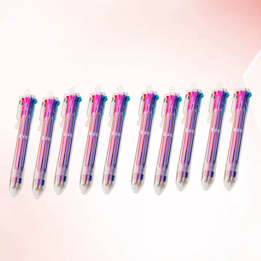 

10 Pcs Writing Pens Ballpoint Student Stationery Supplies Signing 8-color Retractable