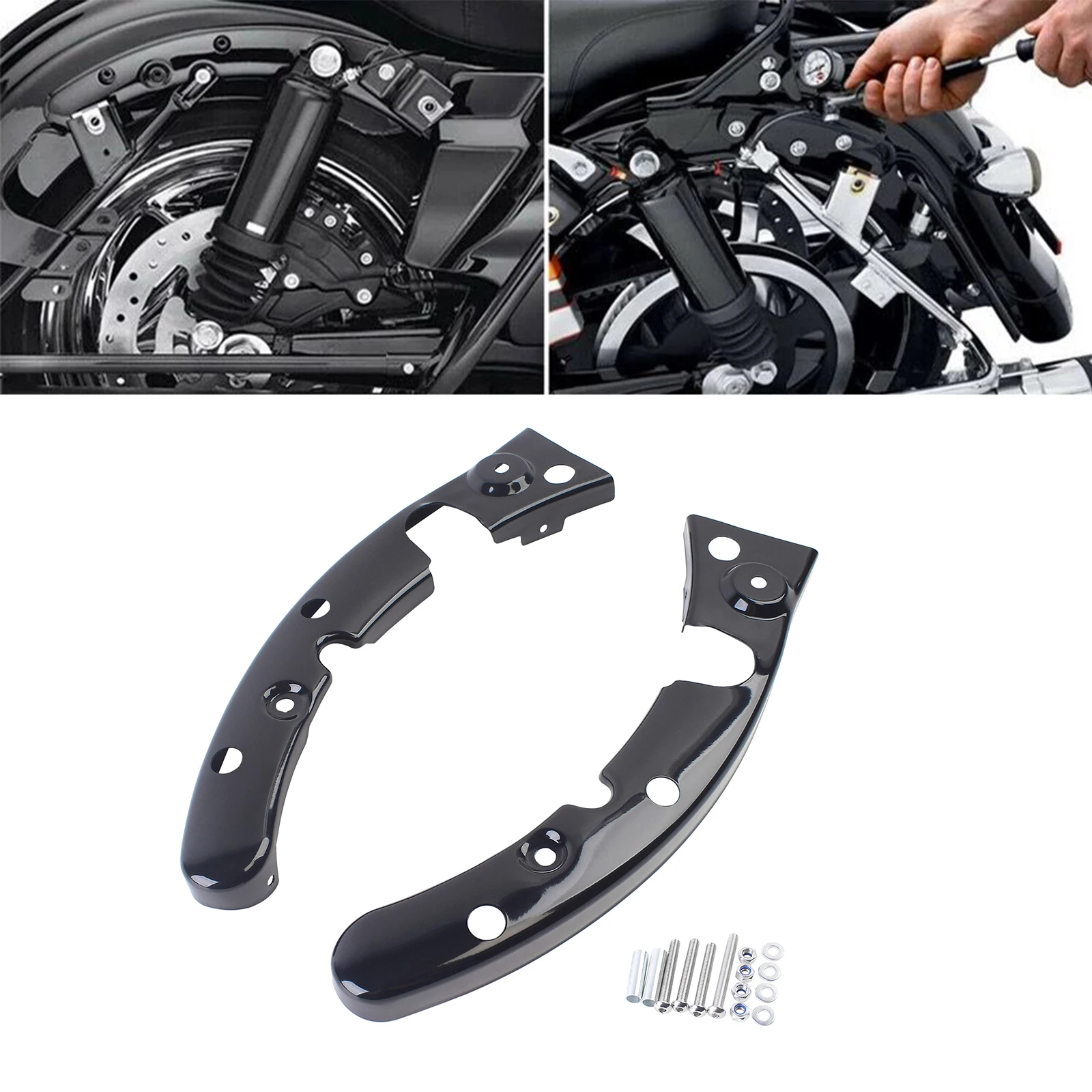 Capa preta para suporte de para-lama traseiro de motocicleta, para harley touring road king cvo ultra electra street road glide classic 2009-2013