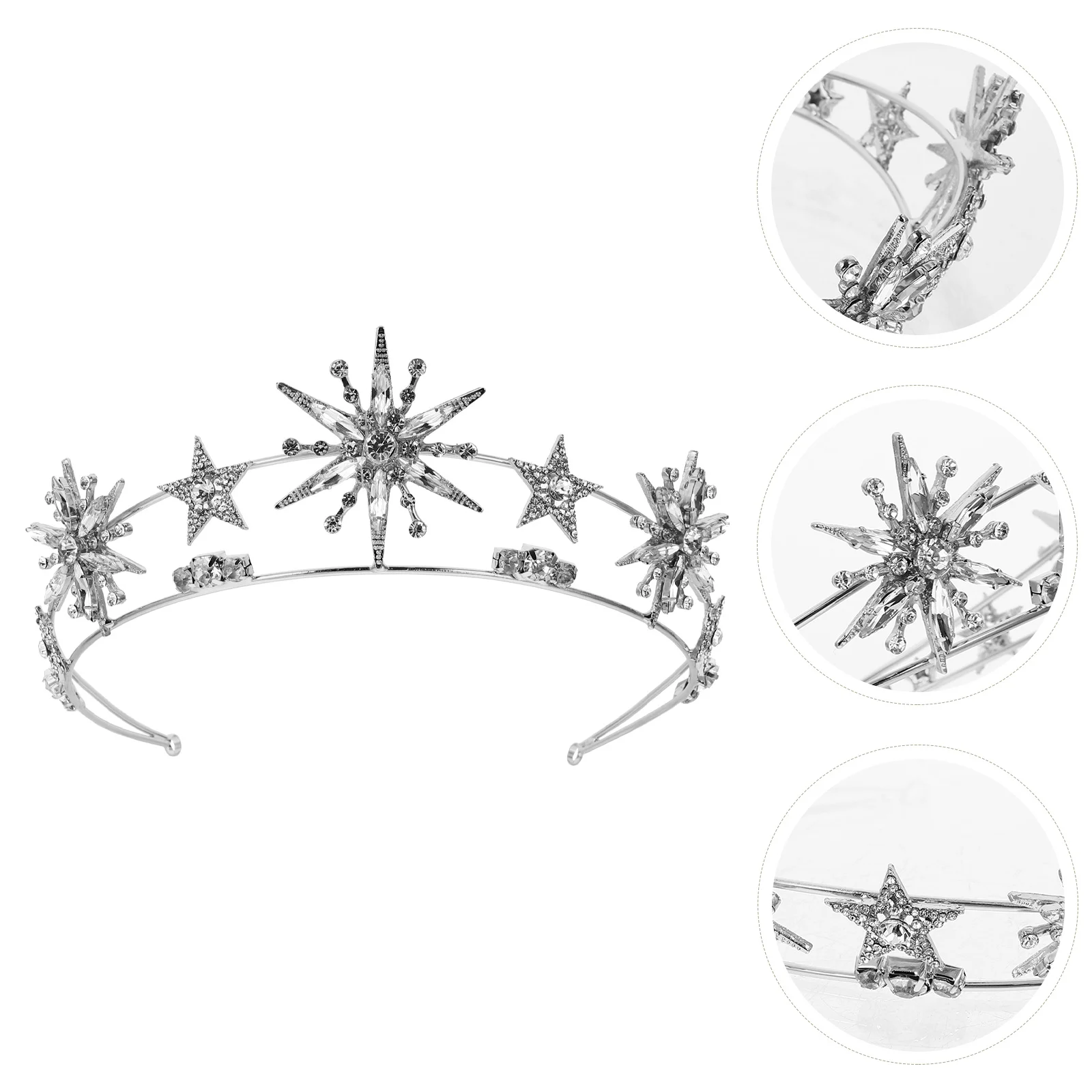 

Diamond Tiara Wedding Dress Decor Star Crown Crowns for Women Shiny Bride Modeling Decorate Miss