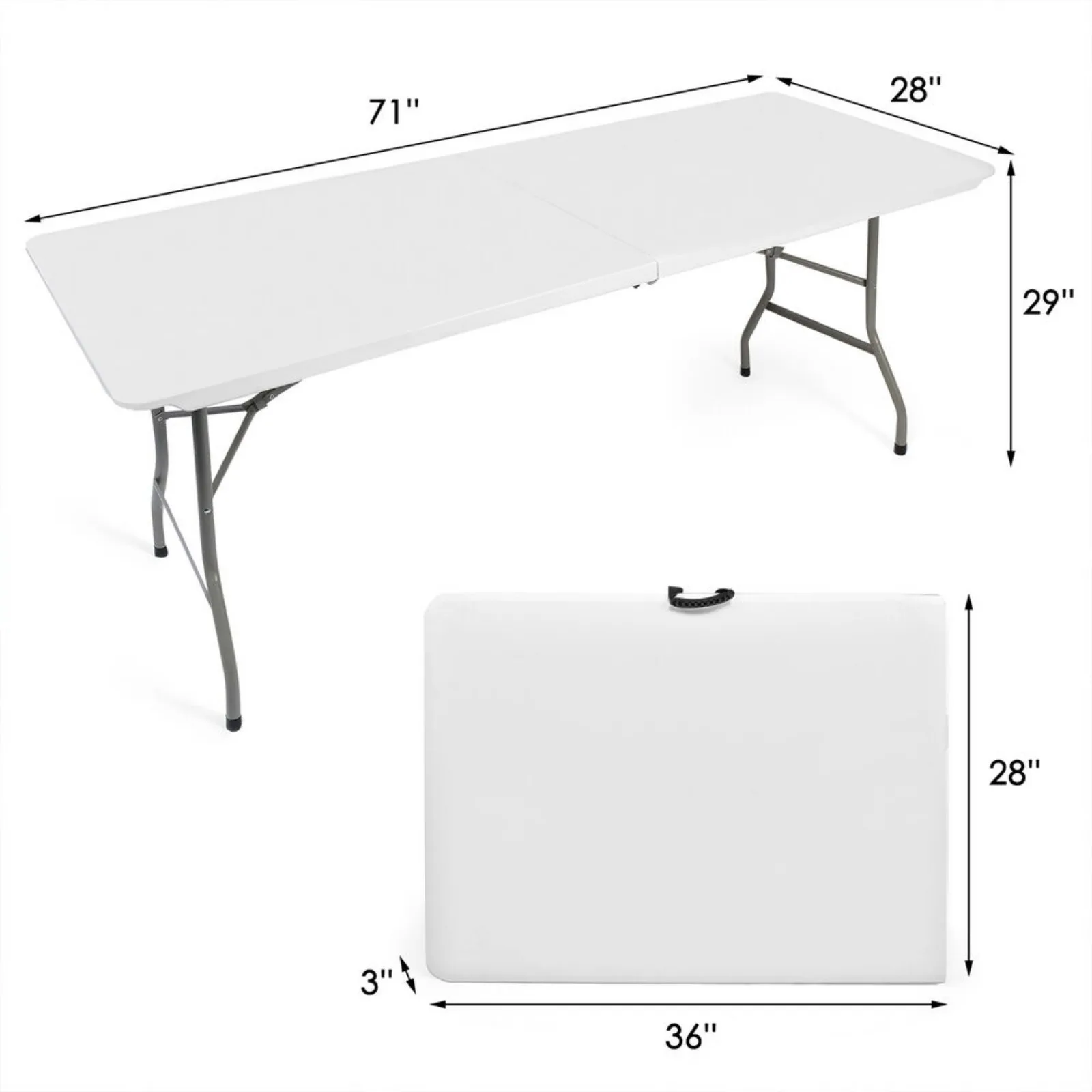 US 6FT Outdoor Camping Table Folding Portable BBQ Picnic Desk Office Study