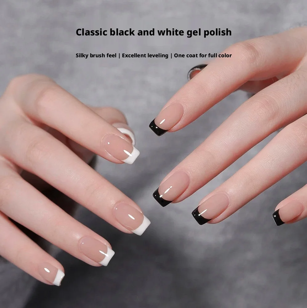 Self Leveling Black White Nail Gel Smooth Finish Gel Pure Black White Gel Polish High Pigment Black Gel Nail Art Creation 12ml