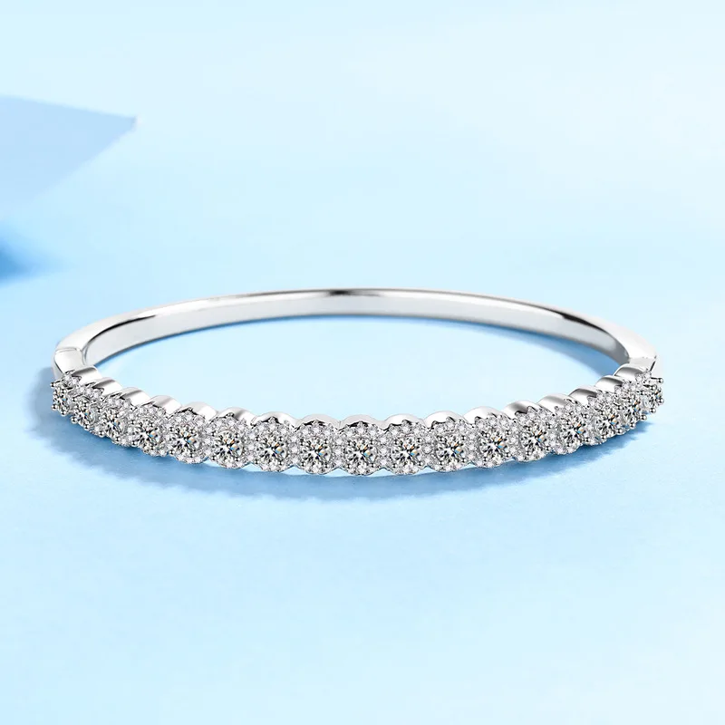 Luxury 2.48 Carat D Color Moissanite Bangles for Women, High Quality Platinum Pt950 High Extreme Full Star Bracelet Fine Jewelry