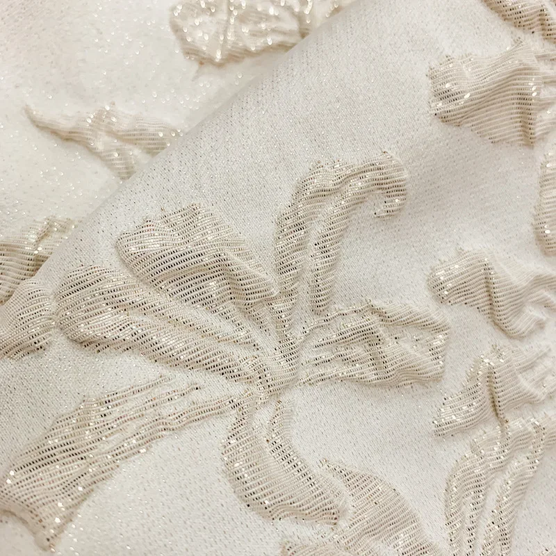 

Flower Embossed Bubble Gold Jacquard Yarn Dyed Fabric for Hanfu Cheongsam Dress Diy Sewing