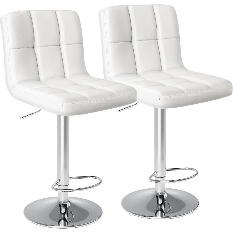 

Bar Stools Set of 2, Armless Adjustable Swivel Barstools, PU Leather Hydraulic Kitchen Counter Height Bar Stools