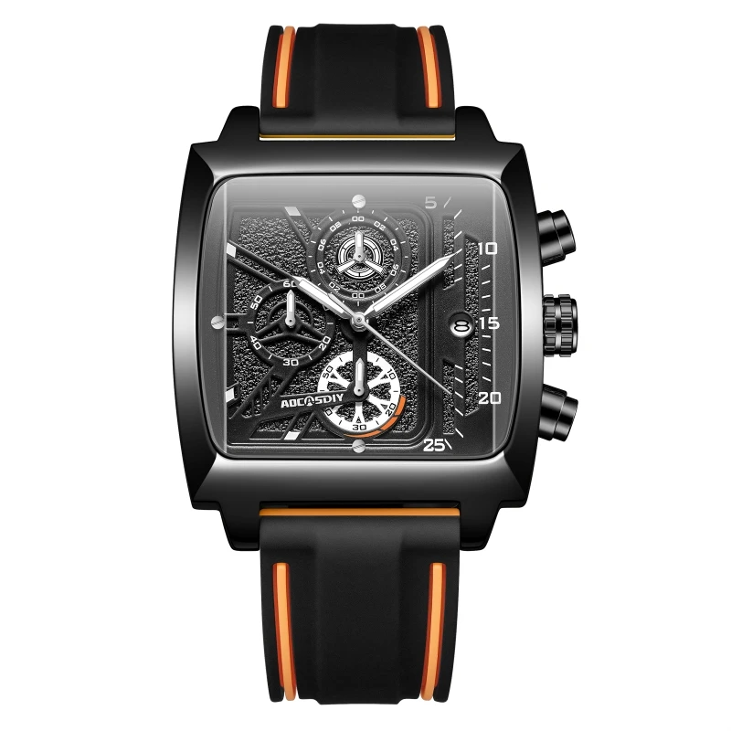 Часы наручные мужские водонепроницаемые, модные повседневные светящиеся многофункциональные с календарем и силиконовым ремешком, праздничный подарок