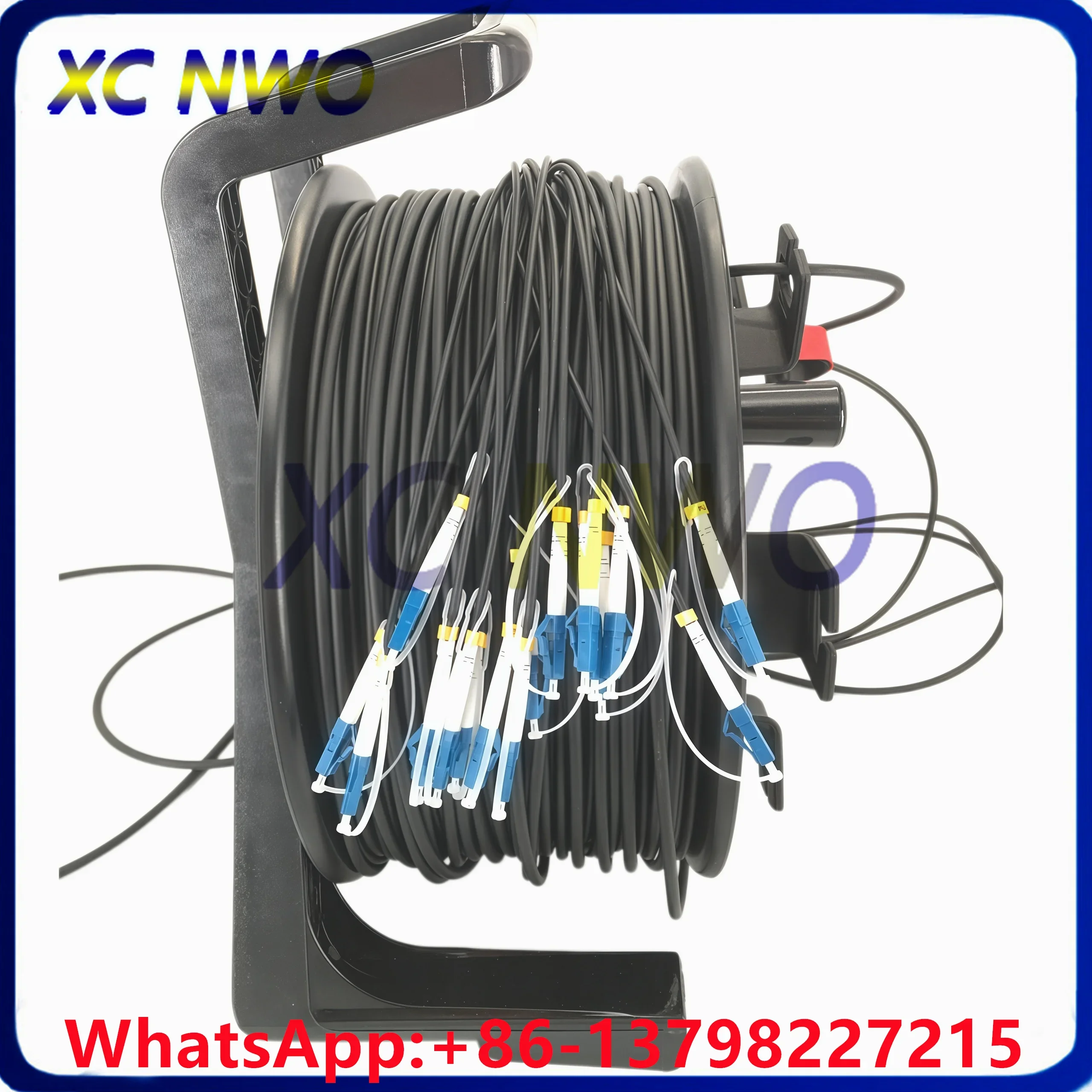 SM,8C,G657A1,TPU Jacket, Armored Black Cable,Dia:5.0mm,LC/UPC-LC/UPC 150M 200M (0.5M from plug to connector) ,With REEL PCD310