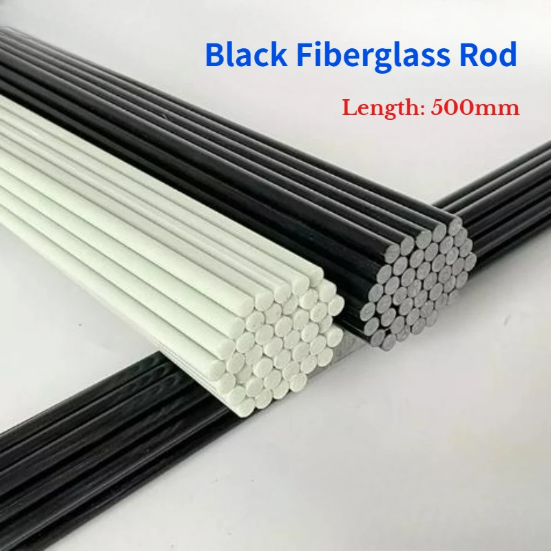 1-20pcs Black Fiberglass Rod Dia 1/1.5/2/2.5/3.0/3.5/4/4.5/5.0/6/7/8mm~16mm Insulation Kite Pole Fiberglass Rod Length 500mm