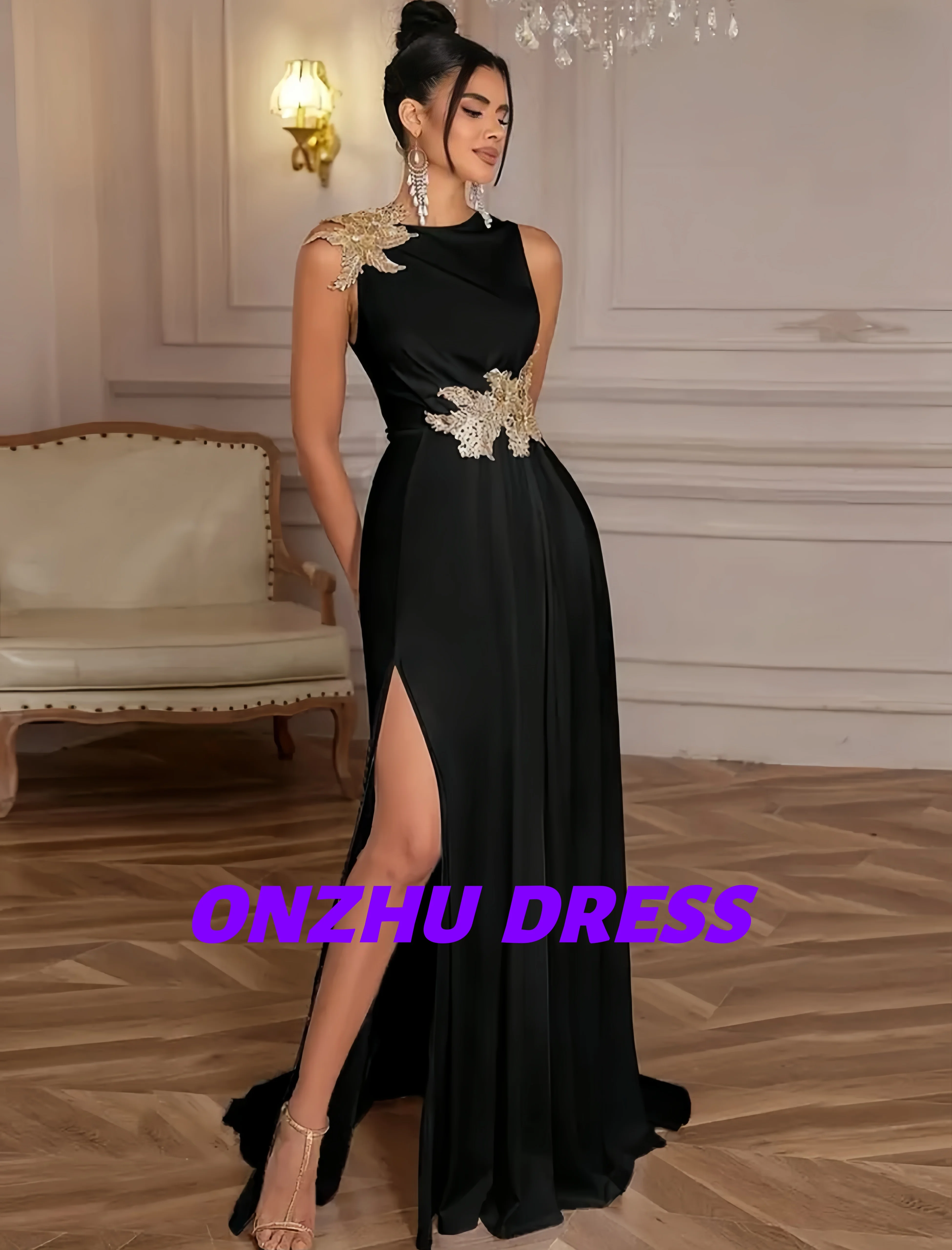 فساتين سهرة مخصصة برقبة دائرية بدون أكمام على شكل حرف a فساتين سهرة فاخرة رداء de soiree vestidos de gala vestidos de gala Party dre