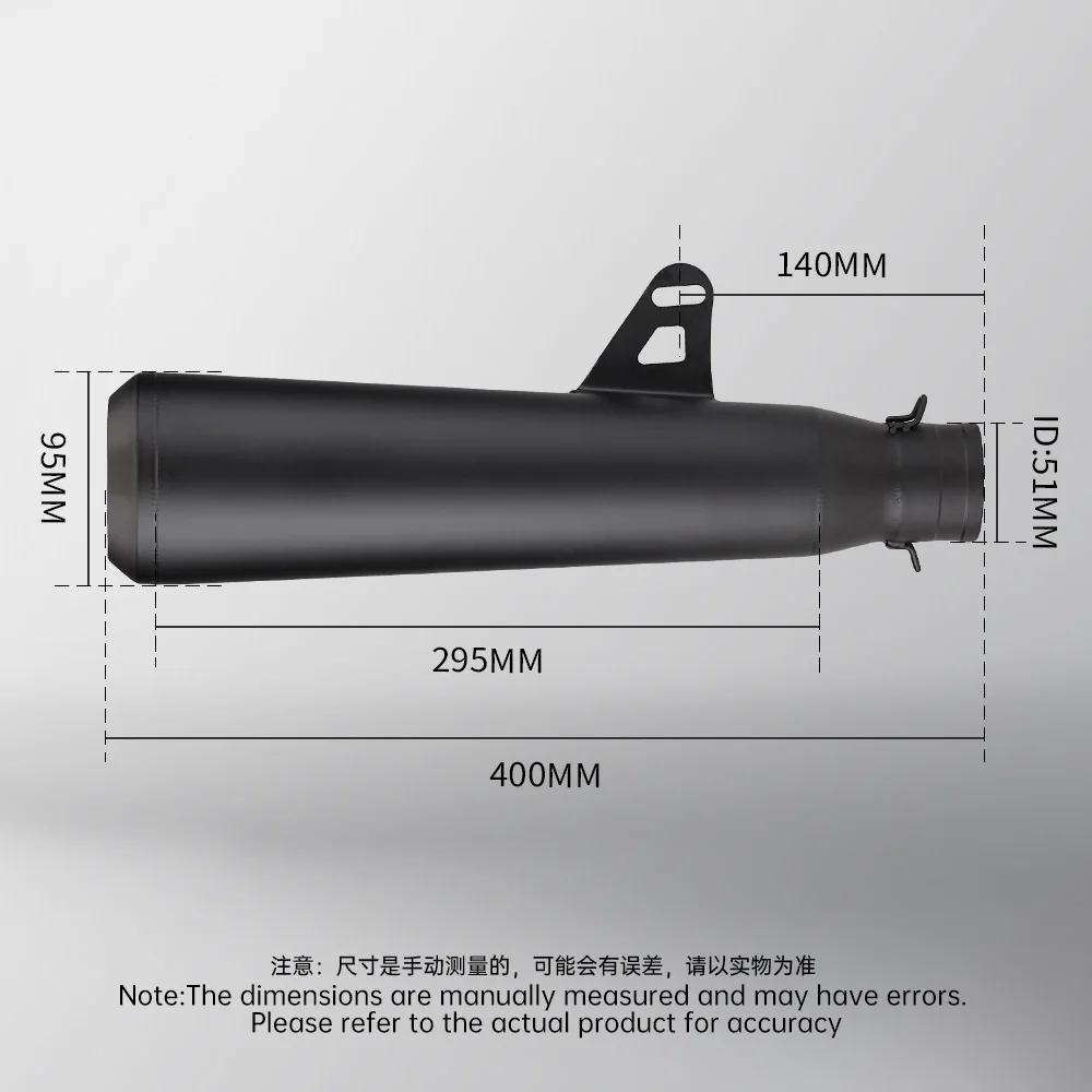 Motorcycle system exhaust universal 51mm c19 tail exhaust lengthened black slide-in installation