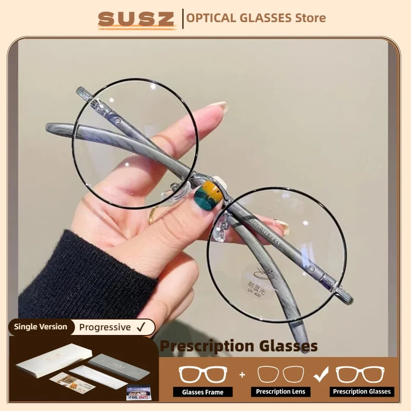 

SUSZ Ultralight Retro Oval Glasses Small Frame Can Made High Diopter Myopia Eyeware Lady Computer Reading Prescription Glasses