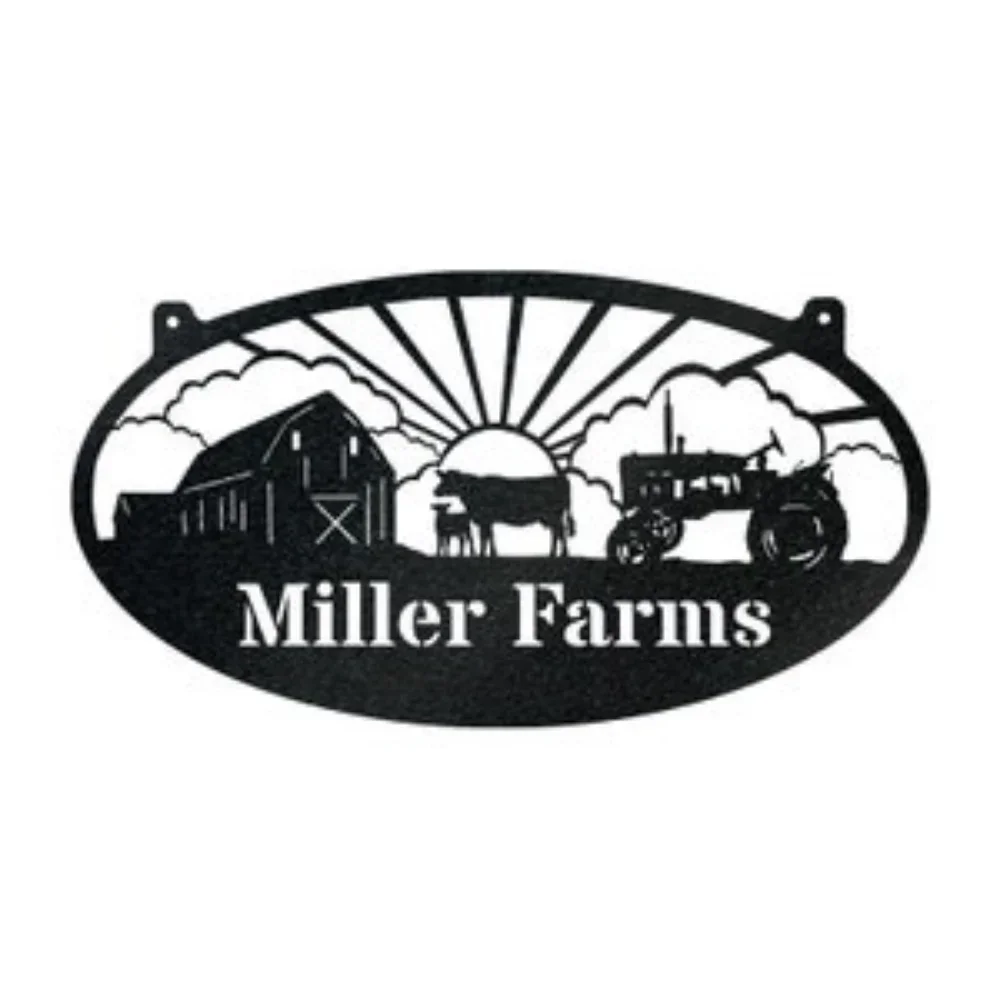 Farm Cows Oval Monogram Sunrise Farm Life Sign. Captivating Rural Decor. Cow Motif in Sunrise. A Charming Farmhouse Indicator.