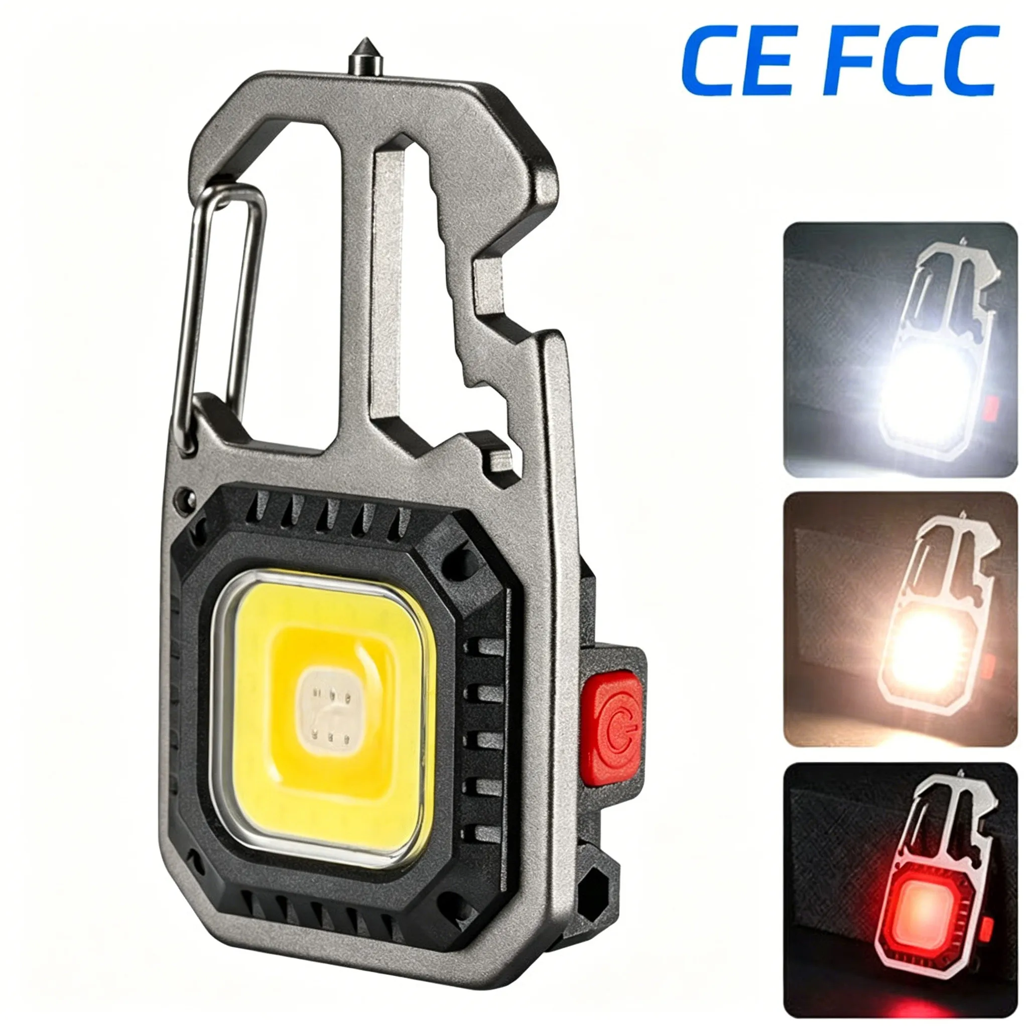 Multi-functional Keychain LED Flashlight Magnetic Absorb Waterproof Rechargeable Outdoor Emergency Defense Pocket Light