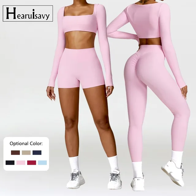 Summer 2PCS Yoga Suit Sports Set Women Quick-Dry Gym Set Women Tracksuit Running Workout Long Sleeve Sports Shirt Yoga Clothing
