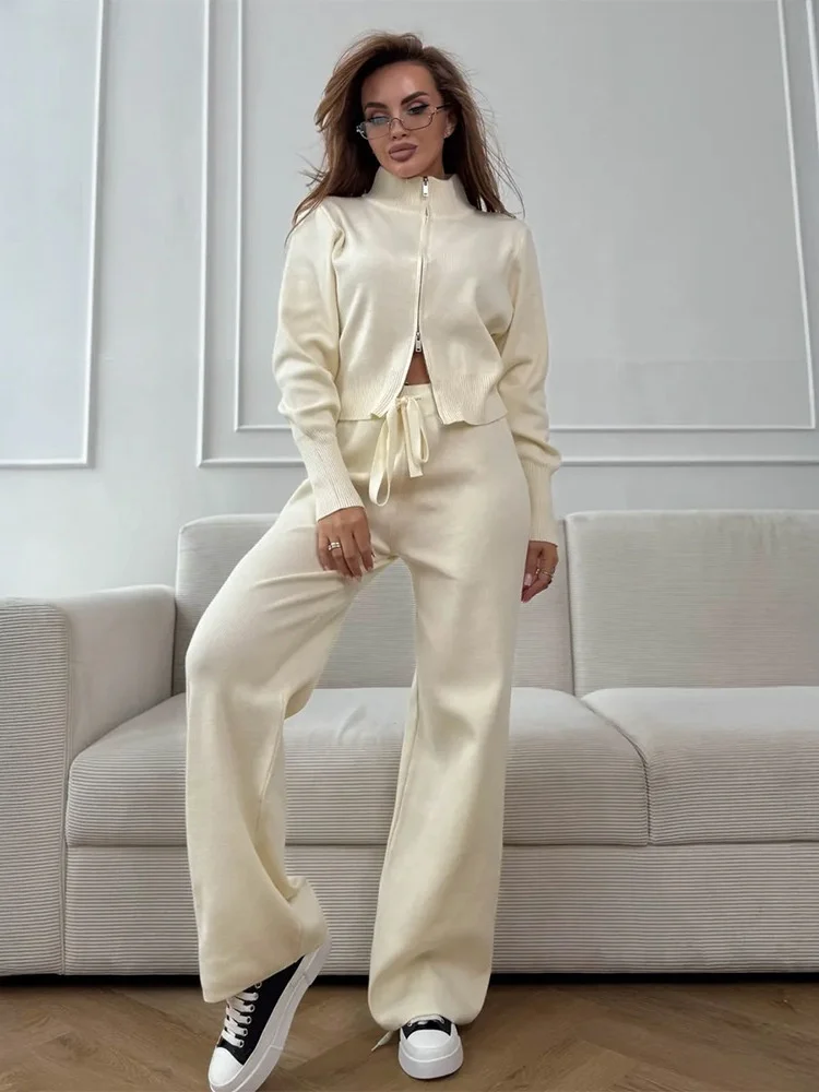 

Ele Commute вязаный облегающий свитер на молнии, женский повседневный длинный свек, однотонный универсальный модный костюм на четыре сезона