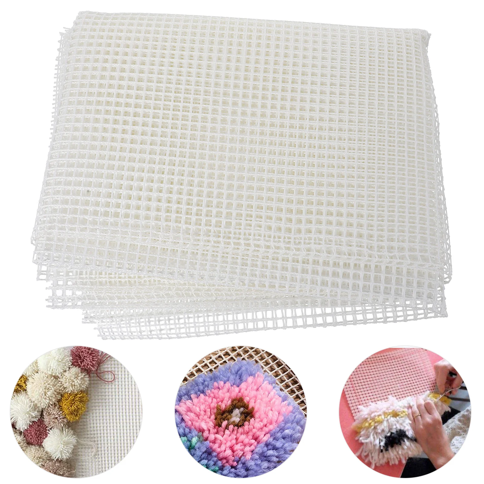 Woven Mesh Fabric Circle Rug Embroidery Craft Accessories DIY Tool Round Blank Hooking Plastic Office