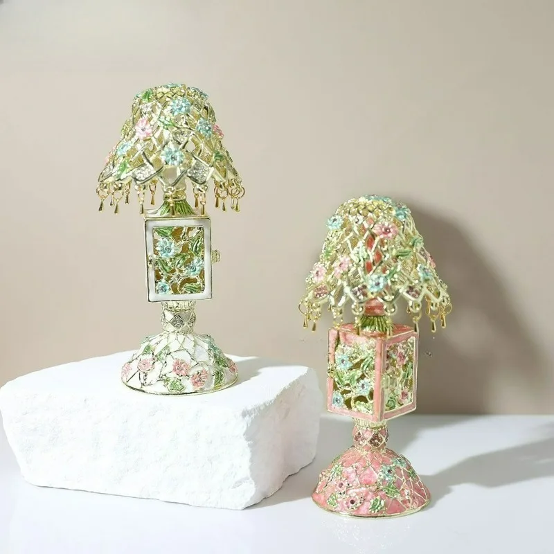 

European Alloy Enamel Jewelry Box Colorful Retro Wind Table Lamp Decorative Jewelry Storage Box Creative Home Ornament