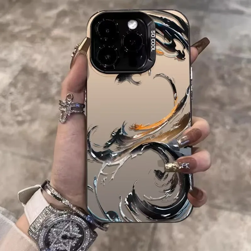 

Ink and Wash Waves is suitable for the iPhone 16Promax phone case, iPhone15 Plus Premium 14 Chinese style 13 new model