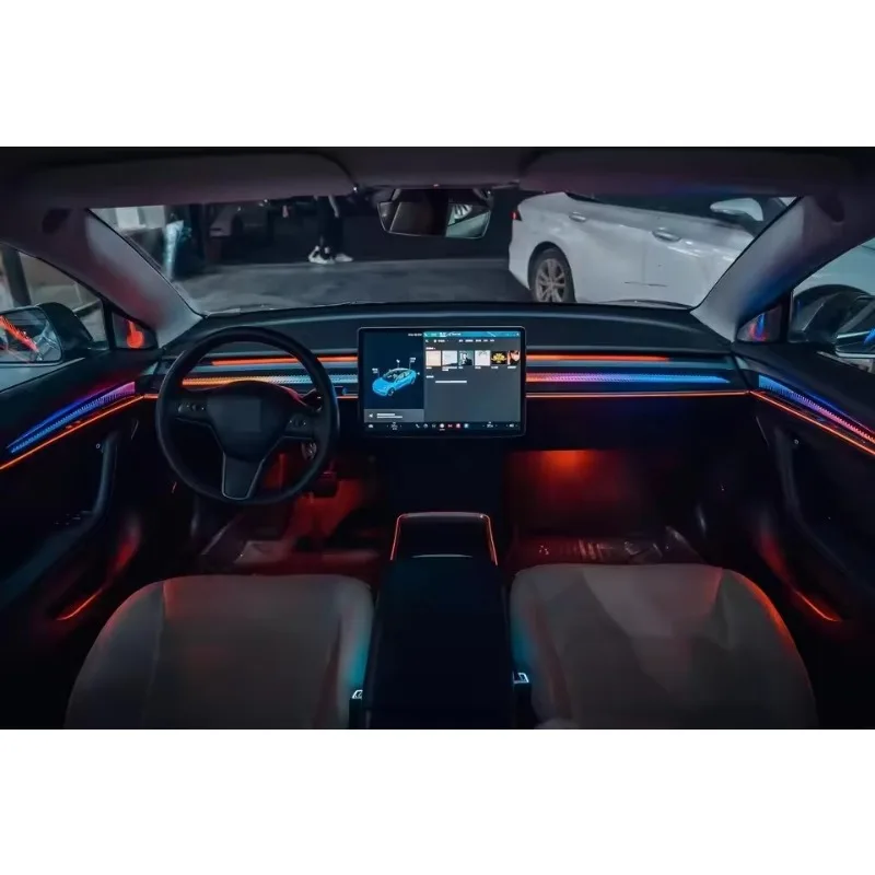 ICarsin For Tesla Model 3/Y 2021-2024 Ambient Light Dynamic OEM Style Trim Panel Car Interior LED Lighting Upgrade Accessories