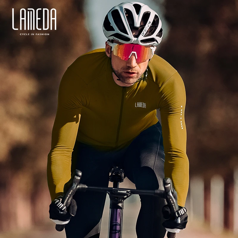 Lameda Men Long Sleeve Thermal Fleece Cycling Clothing Winter Cycling Jerseys Breathable Bicycle Clothing Road Bike Mtb Jerseys