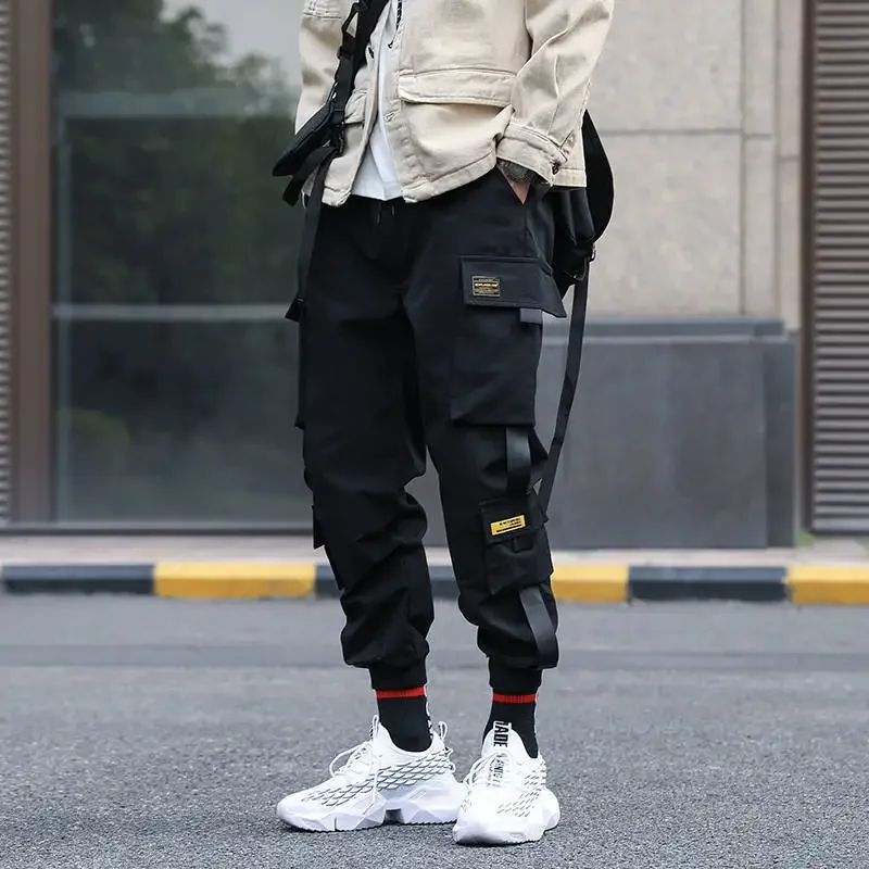 White Autumn Slim Men\'s Cargo Pants Black Male Trousers Trekking Regular Fit Slacks Nylon Techwear Fashion Luxury Oversize Long