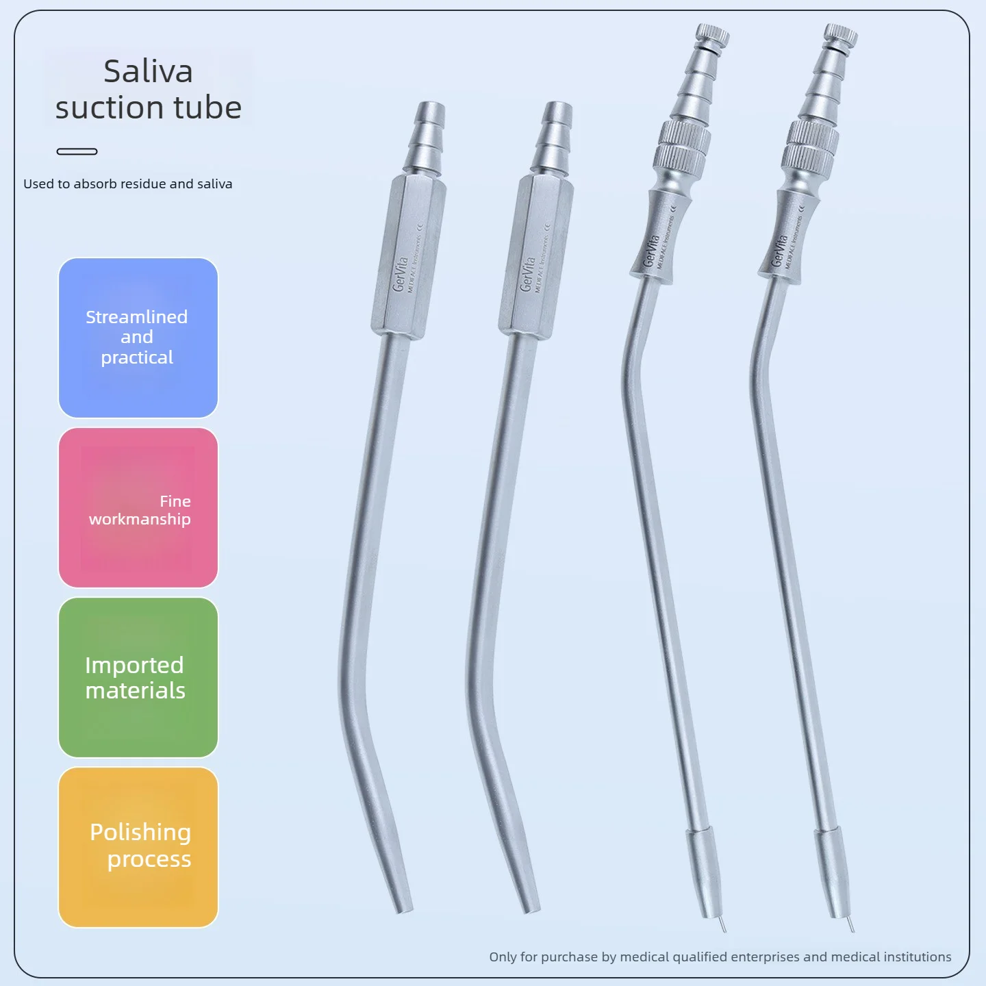 Dental Metal Suction Tube Strong Aspiration Cannula Oral Implant Controlled Suction Tip with Wire Thread Dental Instruments