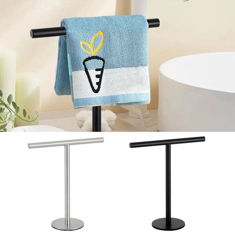 Countertop Hand Towel Stand Kitchen Towel Holder Stand Towel Rack T Shape For Bathroom Kitchen Hand Towel Bar Holder Stainless