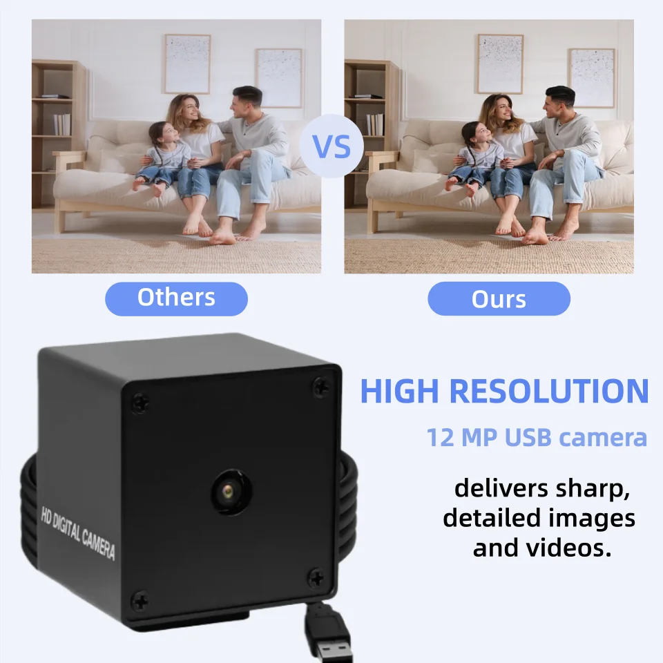 

ELP 12MP Autofocus USB Camera Module 1080P 60FPS 4K 30FPS Mini Lightburn Camera With 65 Degree Lens for 3D Printing, Raspberry P