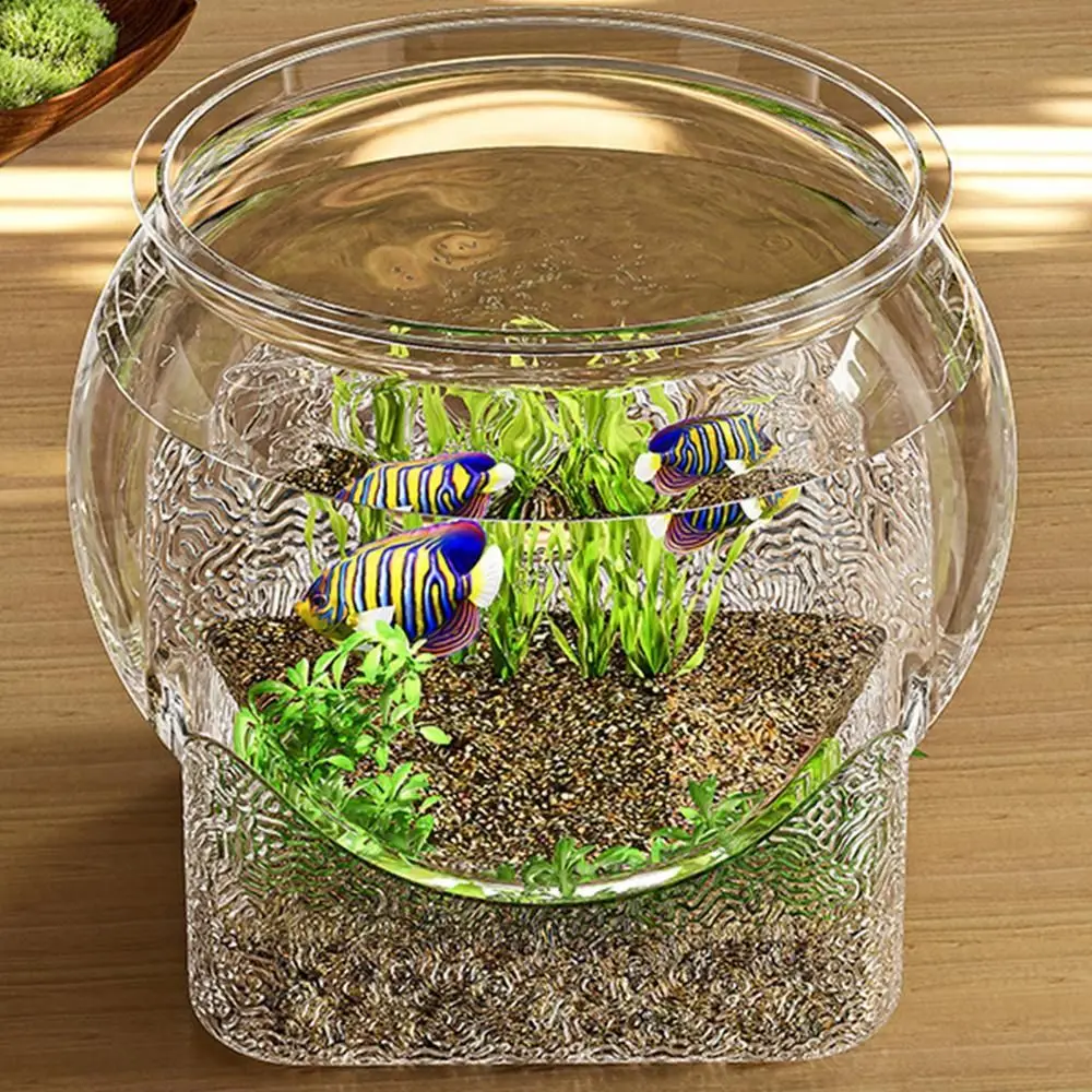 New Clear Fish Tank Resistant Falling Round Desktop Aquarium Durable Multifunctional Ornamental Fish Decor