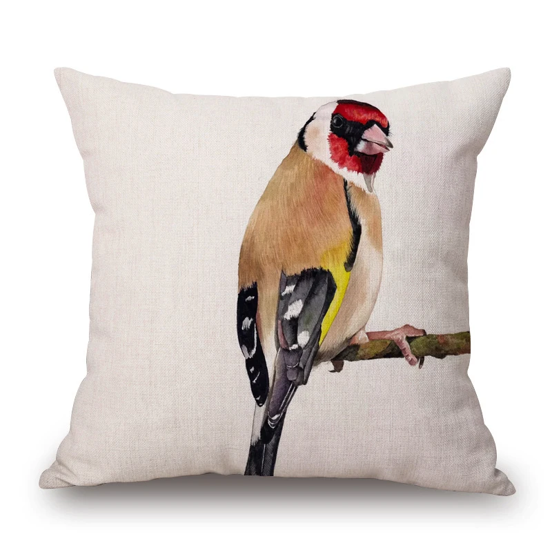 European Goldfinch Bullfinch Greenfinch Birds Animals Painting Cushion Covers Decorative Pillow Case For Sofa 45X45cm