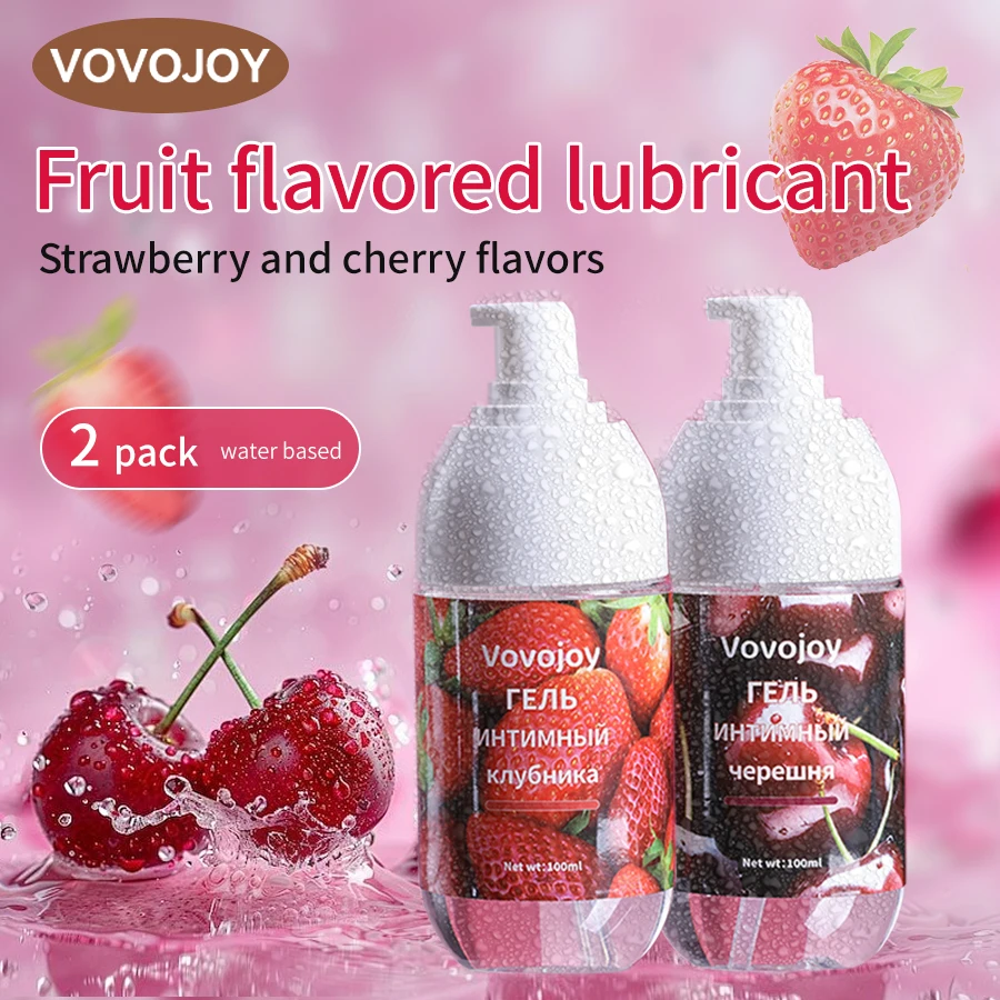 2 Buah Pelumas Seksual Dewasa Tahan Lama Tidak Lengket Licin Pelumas Berbasis Air Mainan Seks Rasa Ceri Stroberi untuk Vagina