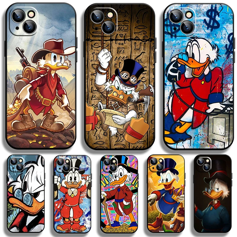 Disney Scrooge McDuck Case for Apple iPhone 15 14 Pro 13 12 Max Mini 11 XS Max X XR 7 8 Plus SE2020 TPU Black Phone Cover Coque