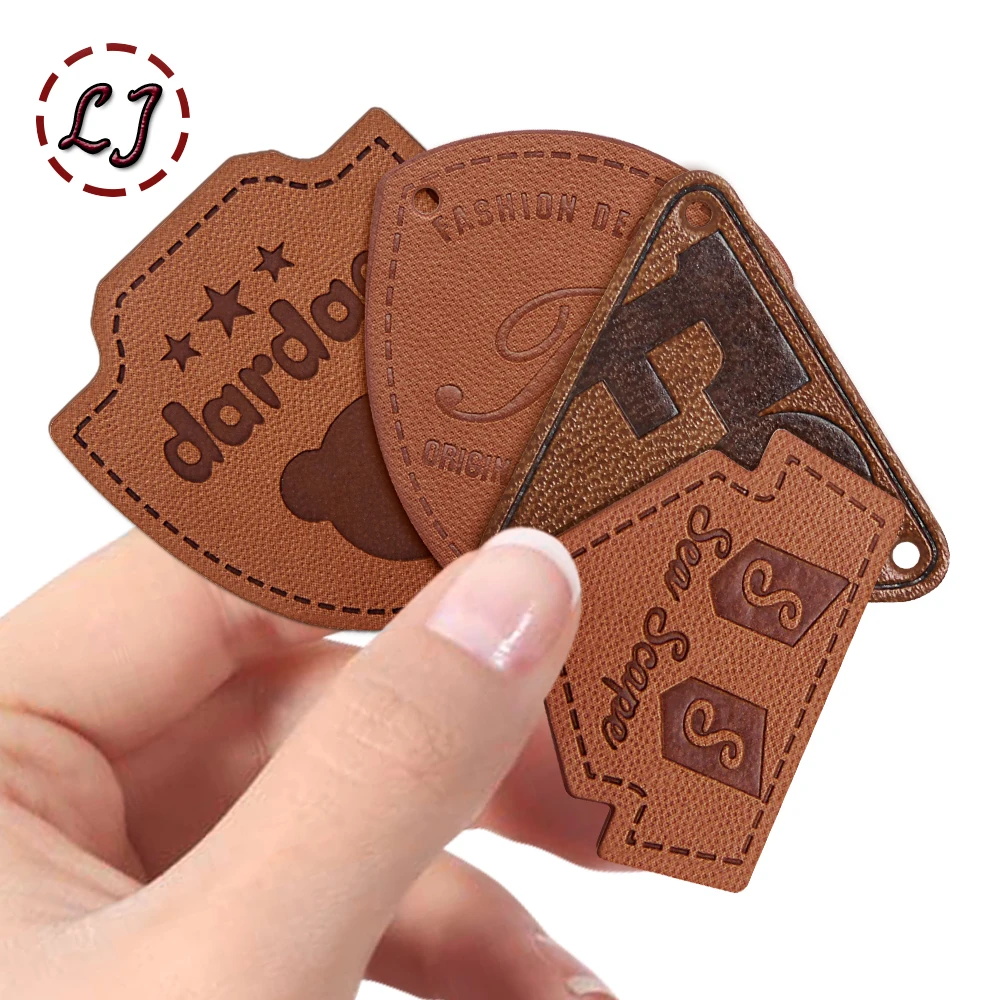 5PCS New PU Leather Patches For Clothing Sew On Appliques Badge DIY Handmade Clothes Decoration Crafts Accessory