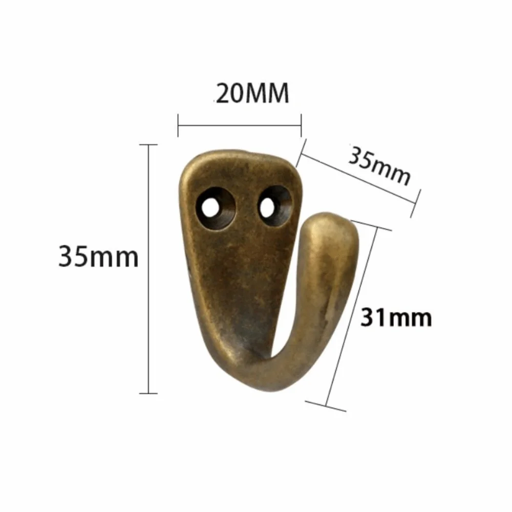 Classic Brass Wall Mounted Hook Heavy-Duty Durable Coat Robe Hook Curved Drilled Vintage Hanger Bathroom Kitchen