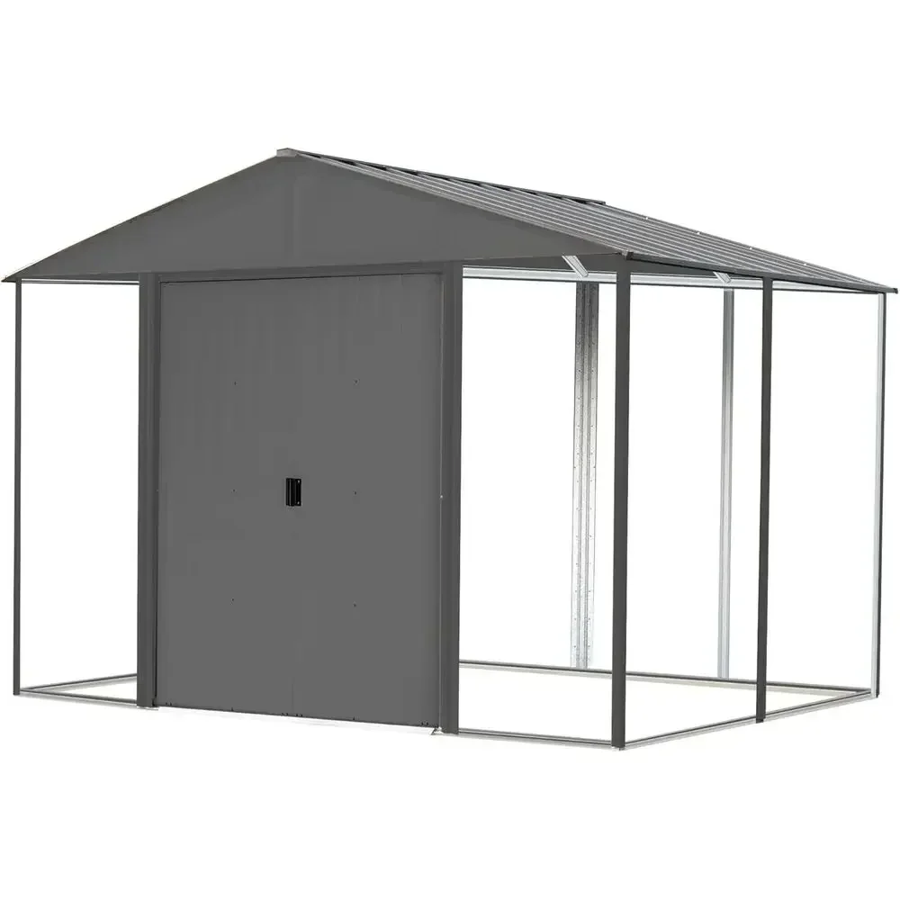 10ft x 8ft Galvanized Steel Outdoor Shed Kit, Anthracite