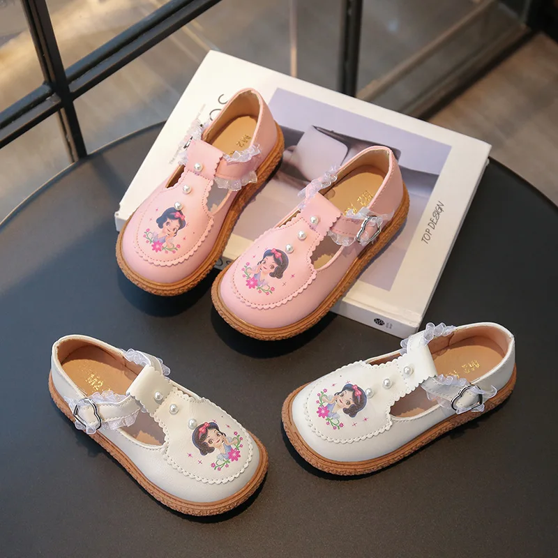 

Детская повседневная обувь, обувь из искусственной кожи с рисунком принцессы Эльзы «Холодное сердце» для девочек, Нескользящая дышащая розовая, бежевая обувь, размер 23-35