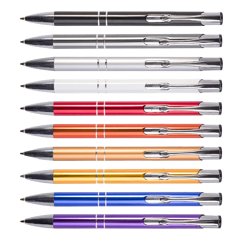 

10 Pcs Retractable Ballpoint Pen Pens Multicolour Lettering Coloured for Writing Colored Alloy Multicolor