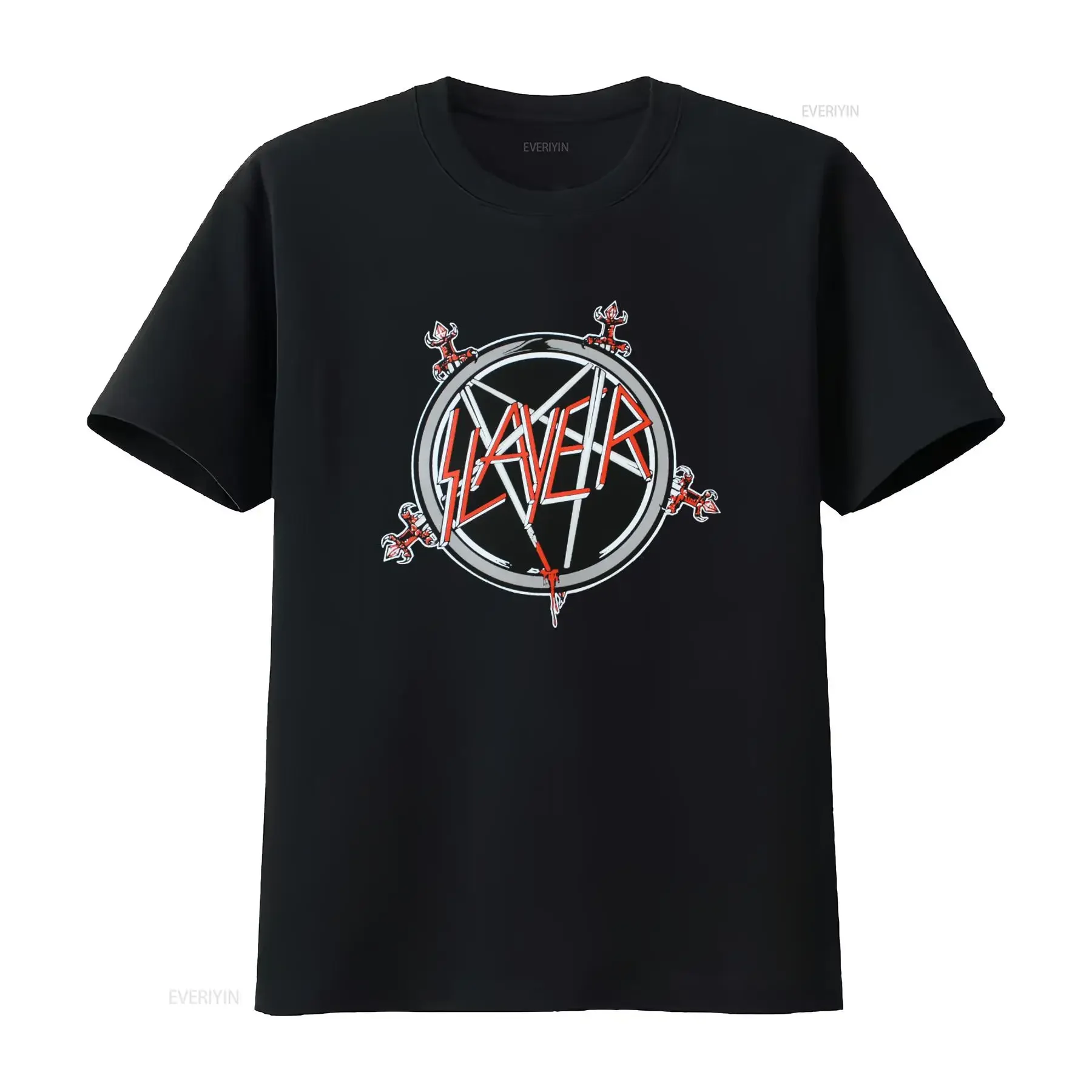 Slayer Pentagram Logo Metal Rock Band Print Men's White T Shirt vintage Washed graphic Stylish Soft designer clothes homme