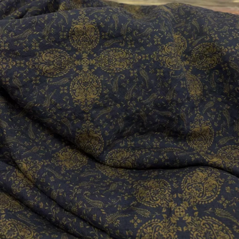 

Льняная ткань с принтом для платьев, халатов, рубашек, одежды